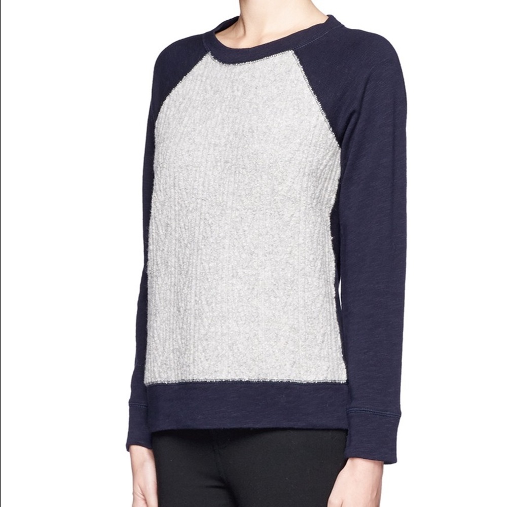 J Crew Navy Blue Gray Cable Sweatshirt XS